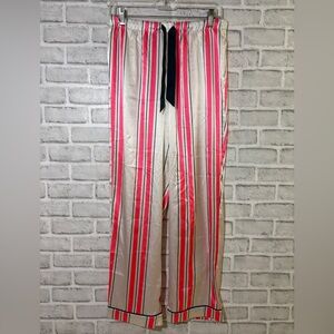 Victoria's Secret Pink, Cream navy Striped pj pants- silky fabric size small